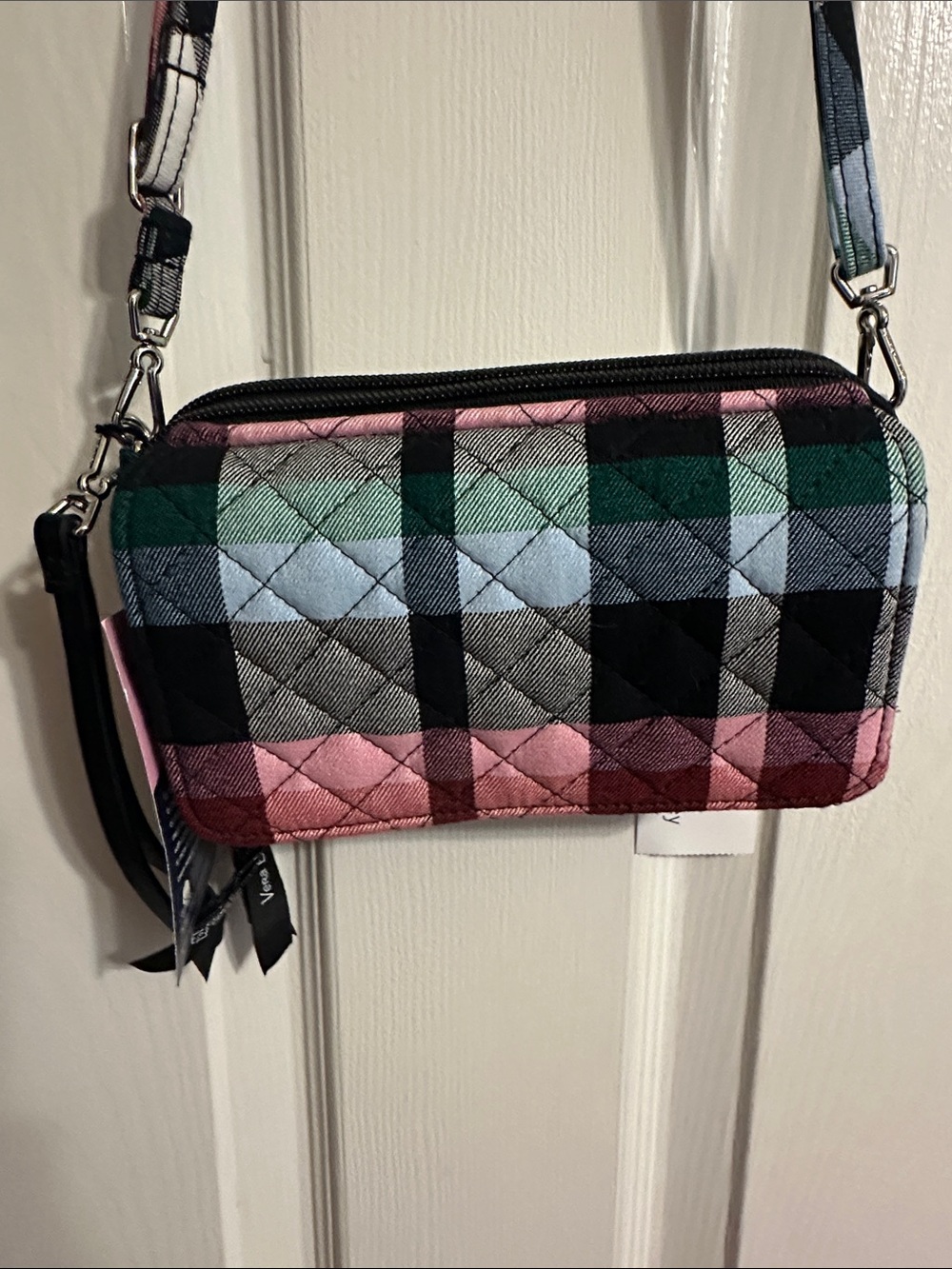 Vera Bradley Quilted Plaid Crossbody - Pink, Green, Navy